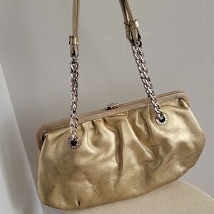 MK Michael Kors Elegant Gold Leather Shoulder Bag